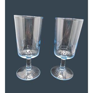 Vintage Duz Crystal Star Sapphire Glass Water Goblets Set Of 2 6 5/8 Inches Tall